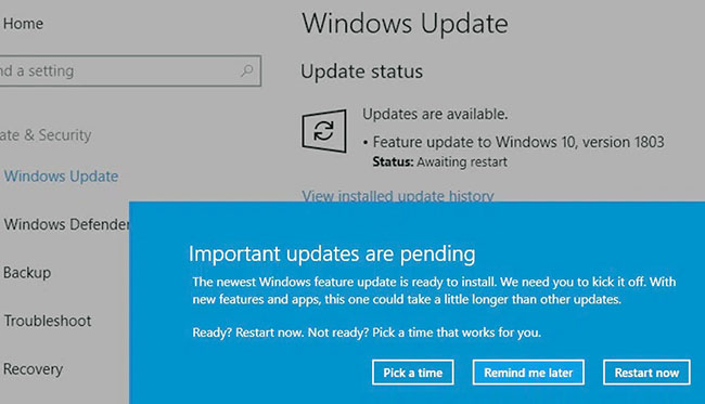 Cách khắc phục lỗi khi cập nhật Windows 10 bị kẹt Pending Install