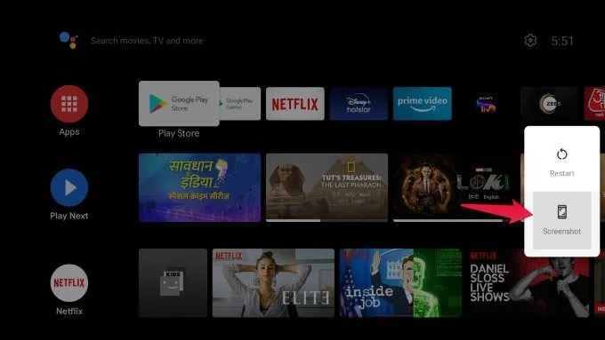 Cách chụp ảnh màn hình trên Android Tivi