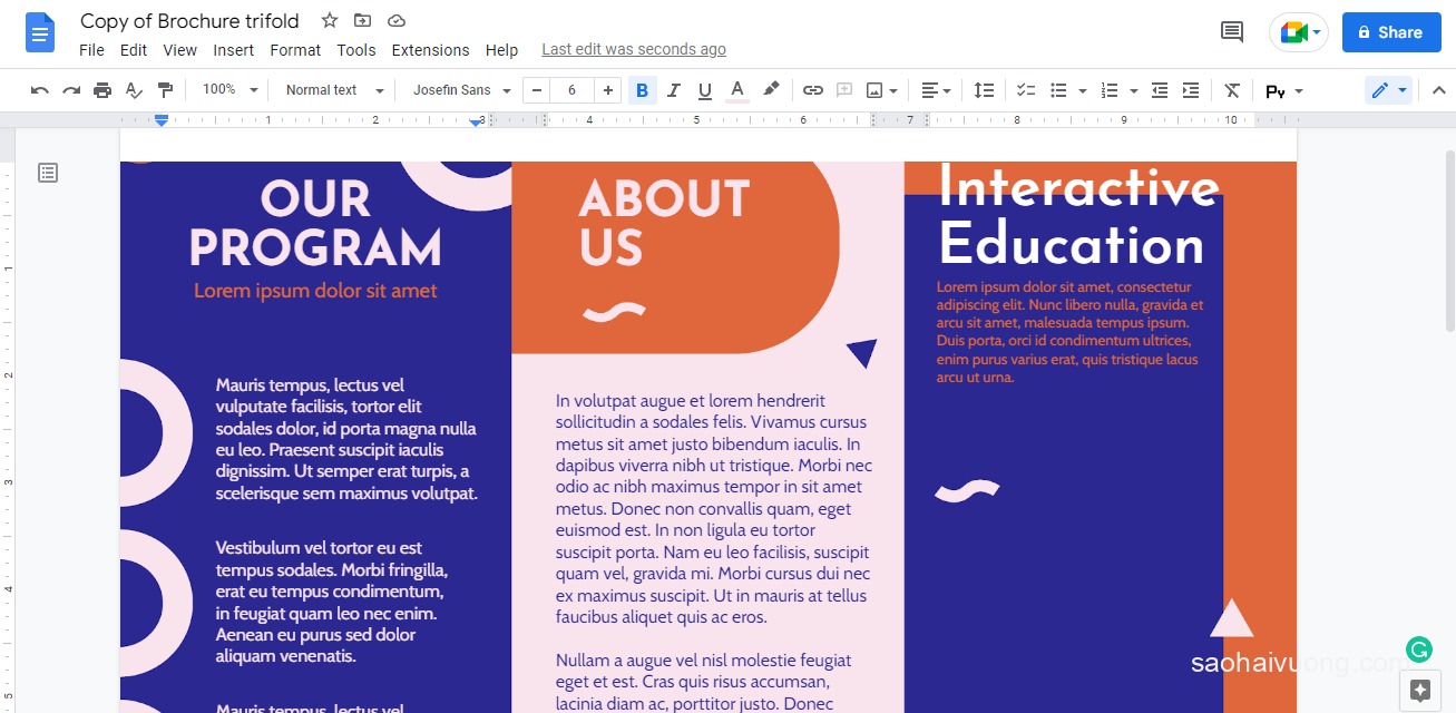 Cách thiết kế quảng cáo Brochure, Pamphlet ngay trong Google Docs